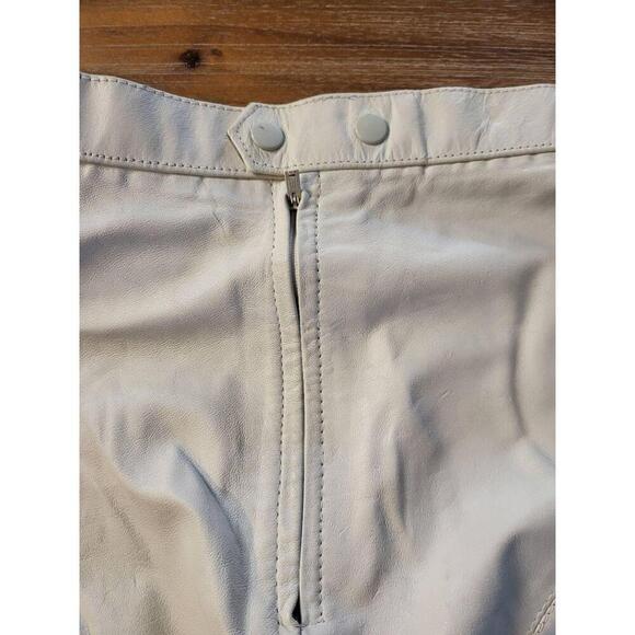 Tarazzia Vintage Leather Aline Skirt Snap Back Black Midi Size 9/10 - Picture 6 of 9